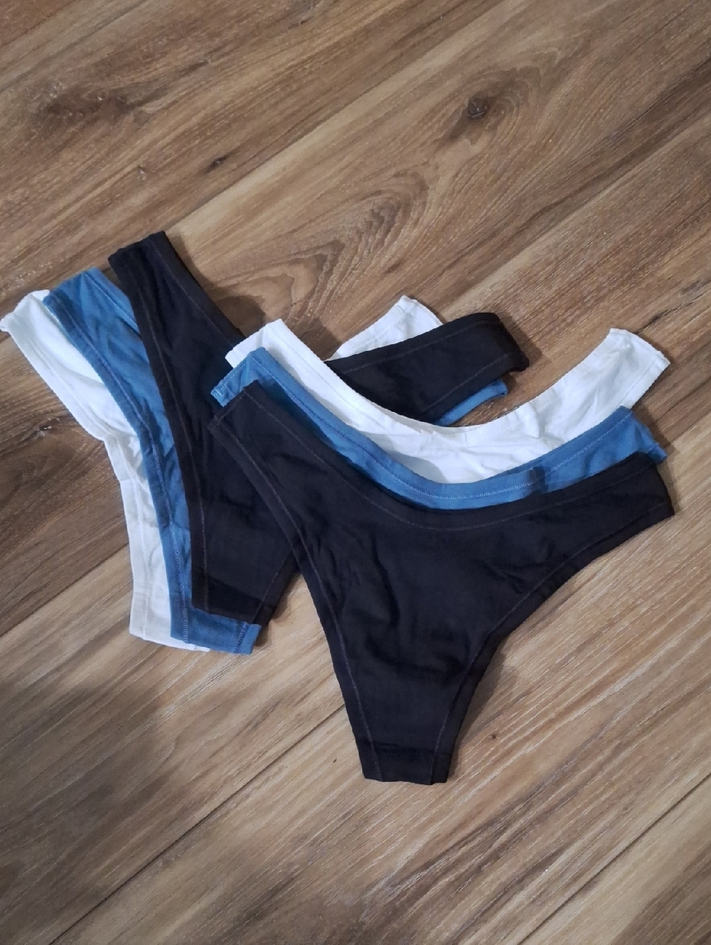 Quince Organic Cotton Thong (6-pack) Black Ocean White L NEW